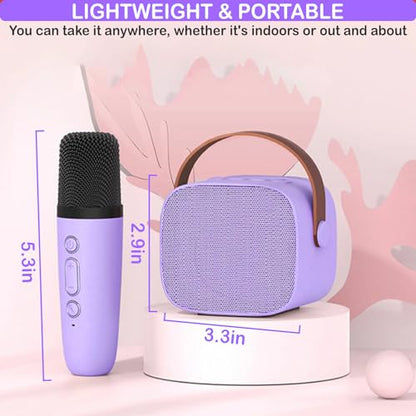 Mini Karaoke Machine for Kids & Adult, 4-12 Years Old Girls Christmas Birthday Gift, Karaoke Toys Gifts for Girls Ages 4, 5, 6, 7, 8, 9, 10, 12 +Year Old Birthday Party Light Purple - color: Light Purple