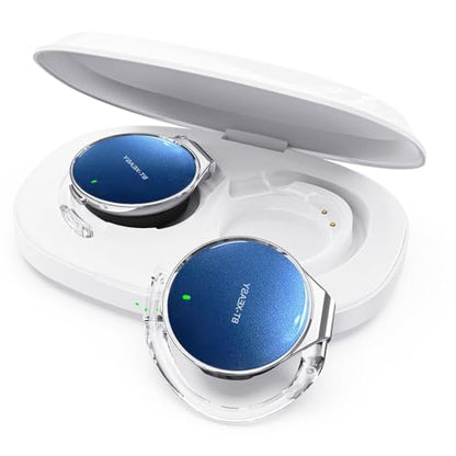 Open Ear Earbuds with 52Hrs Playtime, Ergonomic Ear Hook Design, | Clip on Earphones Dual-Device Bluetooth 5.4 Headset for Running & Work - color: White blue