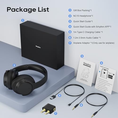 Srhythm NiceComfort 15 (2nd Gen) Hybrid Noise Cancelling Wireless Headphones,Bluetooth 6.0,with Low Latency,Spatial Audio,ENC,120Hrs