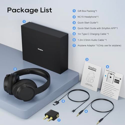 Srhythm NiceComfort 15 (2nd Gen) Hybrid Noise Cancelling Wireless Headphones,Bluetooth 6.0,with Low Latency,Spatial Audio,ENC,120Hrs
