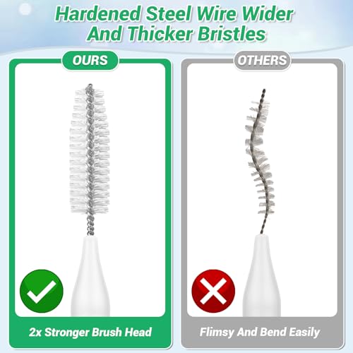 MAPVOLUT 50-in-1 Shower Head Cleaner Kit with Stainless Steel Needles | Reusable Straw Brush | Unclog Tiny Nozzles for Shower, 3D Printer, Straws, Faucets, Electronics | White - color: White