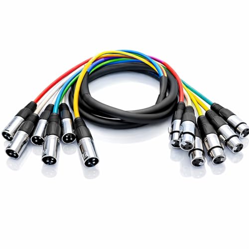 Seismic Audio SARLX-6x6 6-Channel XLR Snake Cable, 6 ft, 6X Female to 6X Male, Color Coded & Numbered, Shielded 22 AWG Copper