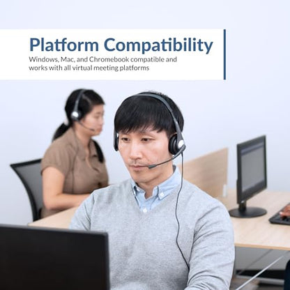 Cyber Acoustics AC-204 Stereo Headset with Ambidextrous Boom Mic | Great for VoIP and Gaming, Leatherette Earpads, Includes Y-Adapter, PC and Mac Compatible - style: Stereo Headset