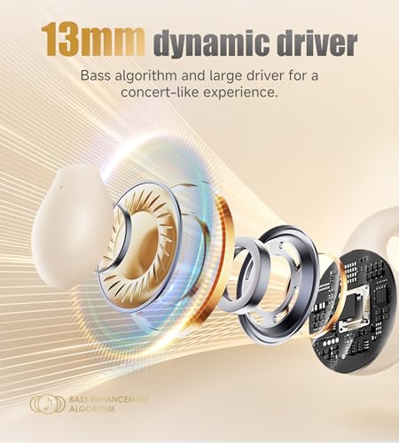 King Lucky i21 Open Ear Clip On Earbuds Wireless Bluetooth Ear Clip Headphones with Mic,Noise Cancelling, Waterproof IPX4,for Small Ears,Perfect for Running,Sports,Glasses Wearers (White) - color: White
