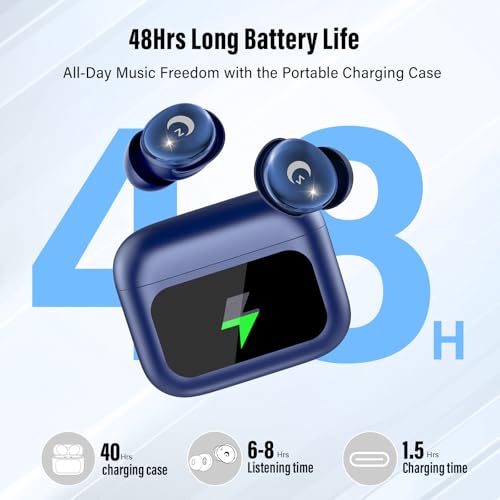 VEKJ Sleep Earbuds Bluetooth 5.4, IPX7 Waterproof Earphones Blue