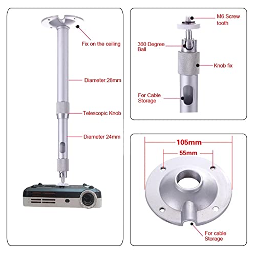FEELIN Speaker Stand Projector Wall Mount Speaker Stand Ceiling Bracket Metal Bracket Adjustable 360 Degree Projector Stand Media Stand Audio-Video Shelving (Color : B) - color: B