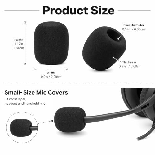 16Pcs Microphone Covers, Black Noise-Prevent Microphones Windscreen