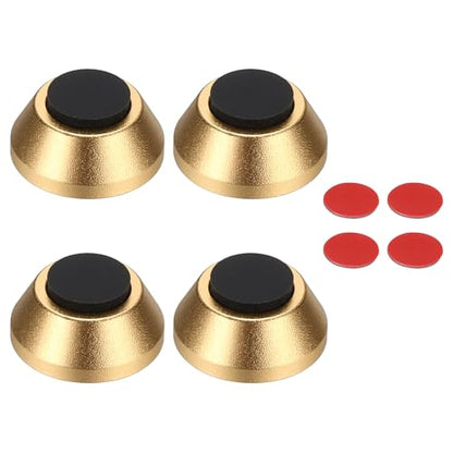 MECCANIXITY 4Pcs Speaker Isolation Pad Feet, 15x7mm Shockproof Aluminum Alloy Vibration Isolation Speaker Shock Base Pad Cone Base with Double-Sided Adhesive for Audio Equipment, Gold - color: Gold, size: 15x7mm