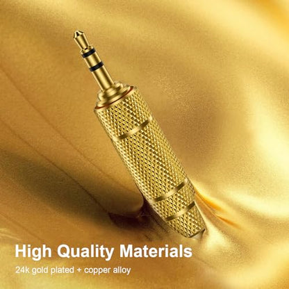 [2-Pack] 1/8" to 1/4" Headphone Adapter, Gold-Plated 3.5mm Audio Converter | 3.5mm to 6.35mm TRS Stereo Jack for Guitar, Amplifier, Mixer, Piano, Speaker & Home Studio Gear