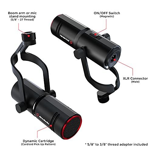 AVerMedia Live Streamer MIC 330 - Creators Cardioid Dynamic XLR Microphone for Live Streaming and Podcasting (AM330) ,Black