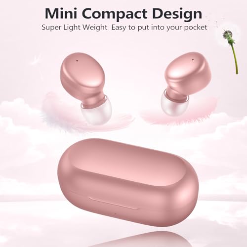 MOZOTER Mini Wireless Earbuds Bluetooth 5.3 in Ear Headphones Headsets | Light Weight,60Hrs Playtime Ear Buds with Charging Case,Smart Touch Control,Premium Sound with Deep Bass for Sport-Pink - color: Angel Pink