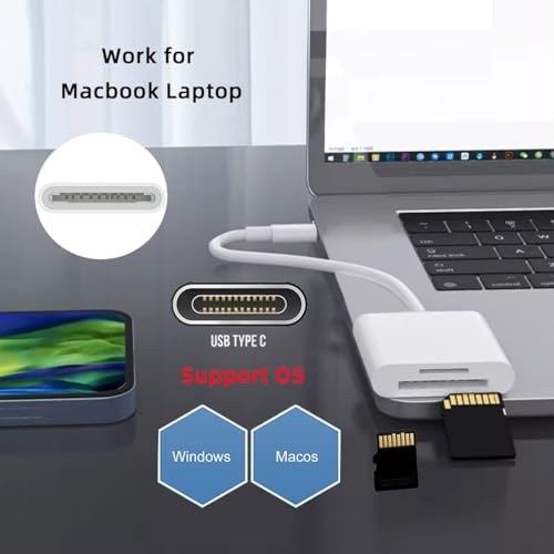 CY USB 2.0 Type C USB-C to TF Micro SD SDXC SDHC Card Reader Adapter Compatible with MAC Laptop Tablet Phone - style: SD+TF