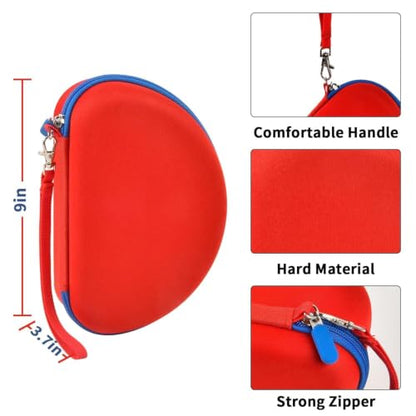 PAIYULE Kids Headphone Case for Riw,Box CT-7S/CT-7, for iClever IC-HS01 | Headphone case for kids, hard EVA shell, mesh pocket, fits cat-ear over-ear models, red, school and travel, box only, Red - color: Red