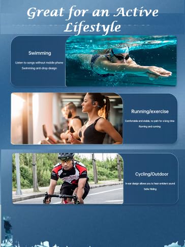 Swimming Headphones Underwater, IPX8 Waterproof, Bone Conduction Headphones, Open Ear with 32G MP3 Memory for Exercising (Kiwi) - color: Kiwi