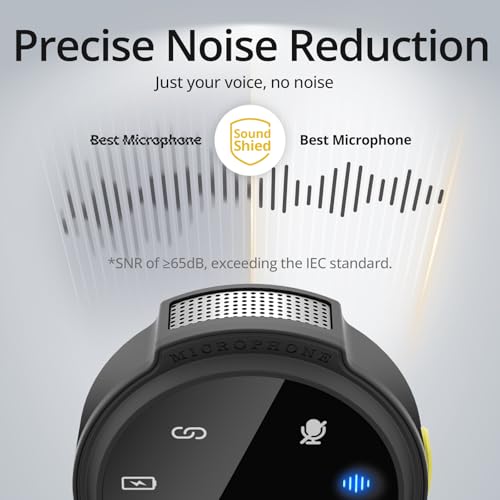 Hingso Wireless Lavalier Microphone for iPhone, Android, 48khz, 50Hrs Battery, Noise Cancellation, Magnetic Clip iPhone Microphone for Video Recording, Streaming, Vlogging