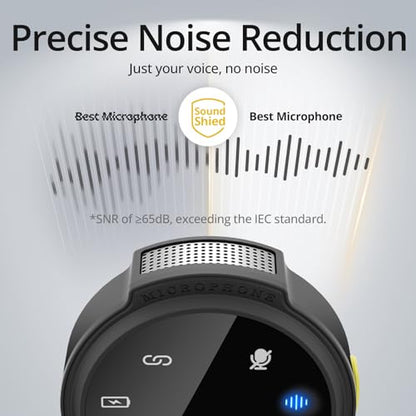 Hingso Wireless Lavalier Microphone for iPhone, Android, 48khz, 50Hrs Battery, Noise Cancellation, Magnetic Clip iPhone Microphone for Video Recording, Streaming, Vlogging