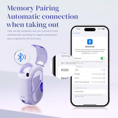 Purple Heart Wireless Earbuds for Girls Kids, Cute Mini Tiny Small Invisible Earbuds Wireless Bluetooth for Small Ears Canals Women Rose Gold Kawai Blue Tooth Ear Buds for iPhone Android - color: Purple