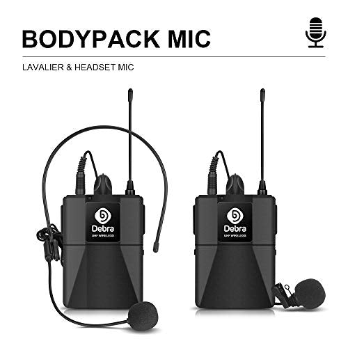 D Debra Audio AU400 Pro UHF 4 Channel Wireless Microphone System - color: with 2 Handheld & 2 Bodypack (A)