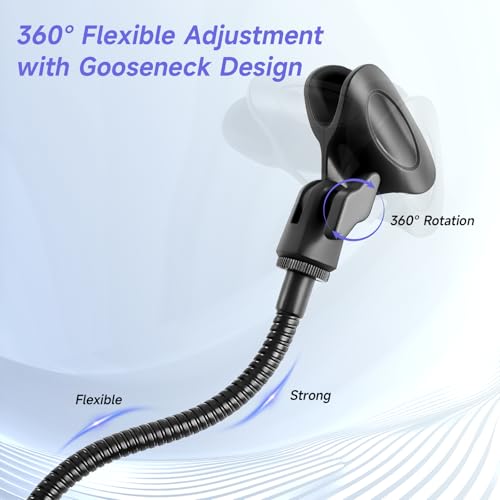 Podium Microphone Holder & Mic Holder -13.78" Flexible Gooseneck Desktop Mic Stands Holder for Lectern Podium Podcast Meetings Lectures Pulpit Streaming Gaming Studio - style: Clamp Desk Mic Holder
