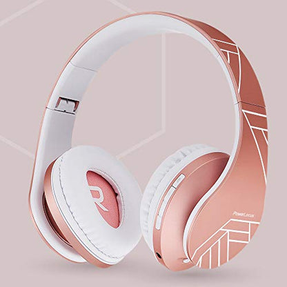 PowerLocus Bluetooth Over-Ear Headphones, Wireless Stereo Foldable Headphones Wireless and Wired Headsets with Built-in Mic, Micro SD/TF, FM for iPhone/Samsung/iPad/PC (Rose Gold) - color: Rose Gold