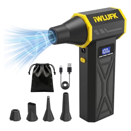 Electric Compressed Air Duster, 130,000RPM Super Power Cordless Rechargeable Electronic Dust Blower, 4-Gear Adjustable Mini Duster for Electronics Computer PC Keyboard Home Car Workshop Outdoor