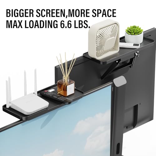 CABTE Adjustable Steel TV Top Shelf, Floating TV Stand, Universal Monitor Shelf for Soundbar, Game Console, Cable Box, Router Shelves (11.8 x 4.9 inch) - style: 11.8 x 4.9 inch
