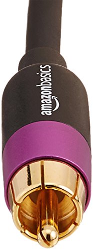 Amazon Basics 1 RCA Audio Cable for Subwoofer, Sound System, Amplifiers, Active Speakers with Gold-Plated Plugs, 50 Feet, Black - size: 50 feet