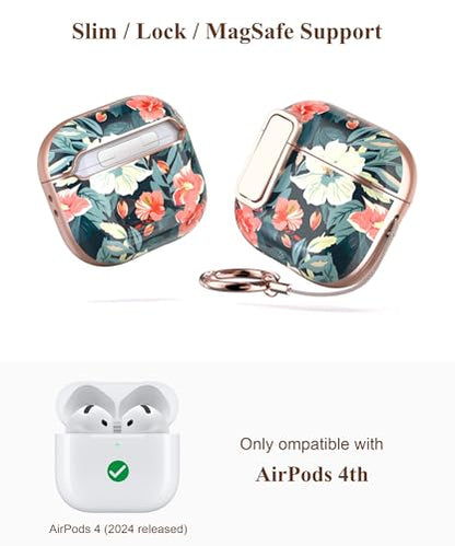 TATOFY Cover for AirPods Pro 4th Generation Case with Lock Clip Cleaner Kit Slim Hard AirPod 4 Lock Case Compatible with MagSafe (Blue) - color: Blue, size: AirPods 4th Gen