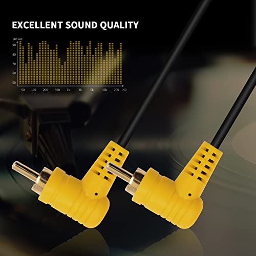 Duttek 90 Degree Short RCA Cable, Right Angle RCA Male to Male Audio Cable with 24K Gold-Plated Port for Home Theater, Sound Bar, HDTV and DVD 4.7in/12cm 2 Pack - size: 6in/15cm, style: Right Angle RCA Male to Male cable