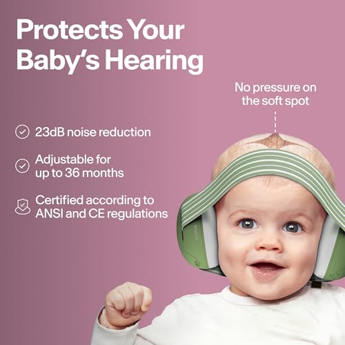 Alpine Muffy Baby Ear Muffs Noise Protection | Toddler Ear Protection | For babies up to 4 years | 24dB Sound Reduction | Baby Hearing Protection | Noise Reduction | Baby Essentials New Mom Gifts - color: Pink