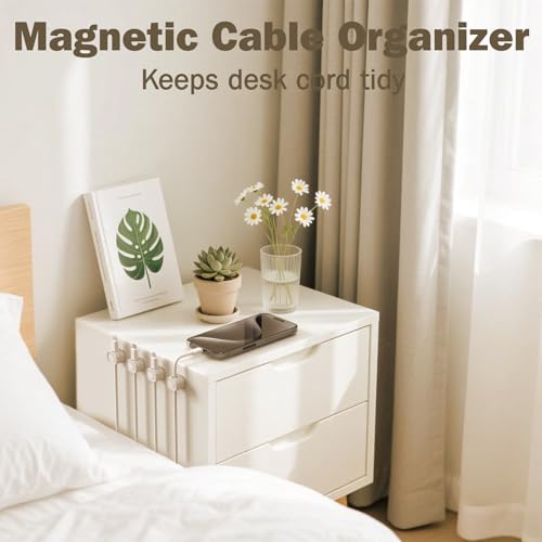 Cord Organizer 6 Pack Magnetic Cable Clips Smooth Adjustable 1s Lock Cable Management Clips Adhesive Wire Holder Keeper Organizer for Car Home Office Desk Accessory