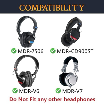 SOULWIT Mesh Earpads for Sony MDR-7506/MDR-V6/MDR-V7/MDR-CD900ST - Black