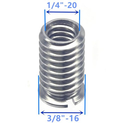 Stainless Steel 1/4"-20 Female to 3/8"-16 Male Convert Screw Adapter (2pcs, 16.5mm) - color: 2pcs, size: 16.5mm