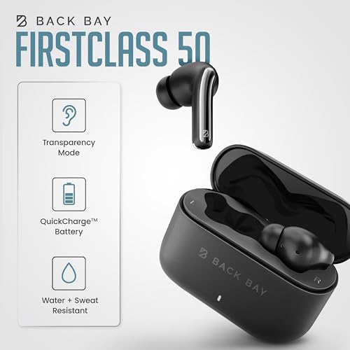 Back Bay Audio True Wireless Earbuds Noise Cancelling Earbuds, Premium ANC - color: Black