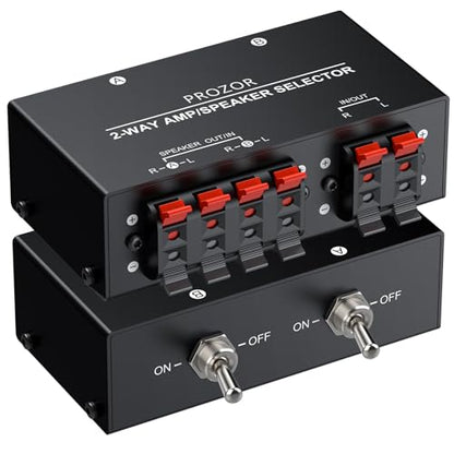 PROZOR 2-Zone Speaker Switch Box Passive Stereo Amp/Speaker Selector | Independent A/B Control, 2-Way speaker switcher selector for Amplifier Receiver 150W RMS per Channel Support 4–16Ω Speakers - size: Spring Clip 2 Zone