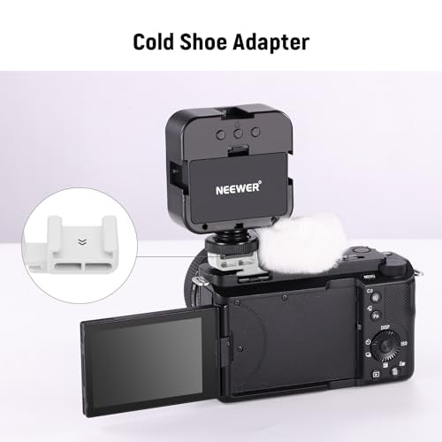 Neewer Cold Shoe Wind Muff for ZV Series Vlog Cameras, Microphone Furry Windscreen with Cold Shoe Mount Adapter Accessory Compatible with Sony ZV-1F ZV-E10 ZV-1 ZV-E1 ZV-1 II, CA133 White - style: CA133 White
