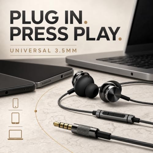 Betron BS10 Earphones Wired Earbud Headphones with Microphone, Black | with Volume Control, In-Ear, Plug in, 12mm Drivers, Deep Bass, Noise Isolating, Ergonomic Design, 3.5mm