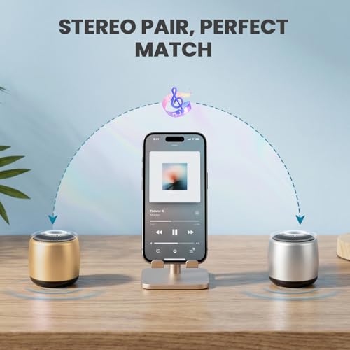 Best Mini Portable Bluetooth Speaker with HD Sound & Bass I Smallest Wireless Bluetooth Speakers for Phone/PC/Tablet I Photo Selfie Button Answer Phone Calls I Cute Tiny Speaker (Gold) - color: Gold