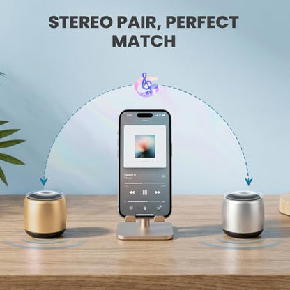 Best Mini Portable Bluetooth Speaker with HD Sound & Bass I Smallest Wireless Bluetooth Speakers for Phone/PC/Tablet I Photo Selfie Button Answer Phone Calls I Cute Tiny Speaker (Gold) - color: Gold