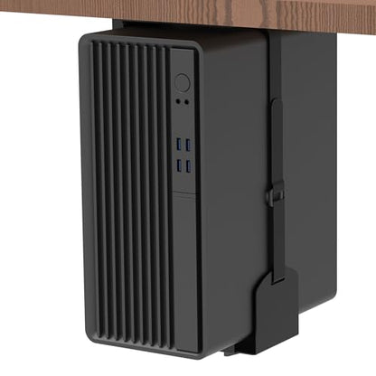 Universal Wall or Under Desk CPU Mount, Small PC/NAS Bracket – 4.5 to 9.2 inch Wide Computer Holder, Space-Saving Design with Safety Lock,Max Load 32Lbs