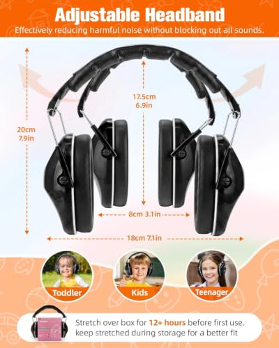 ZOHAN 032 Kids Noise Canceling Headphones - 25dB NRR Kids Ear Protection Earmuffs for School, Monster Jam, Fireworks, Travel, Air Show, Concert, Autism - Black - color: Black