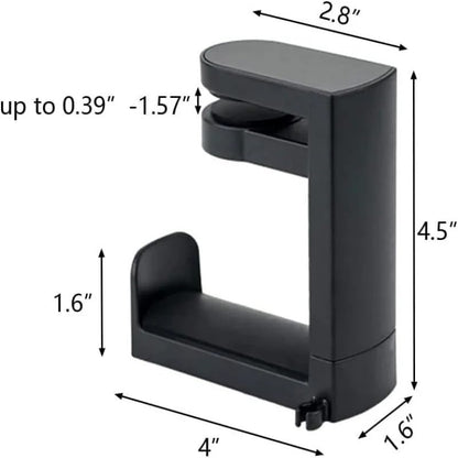 Headphone Stand,Headphone Hanger Hook Under -PC Gaming Headset Stand, Adjustable Clamp-on Headphone Holder,Desk with 360 Degree Swivel with Cable Clip Organizer-Black