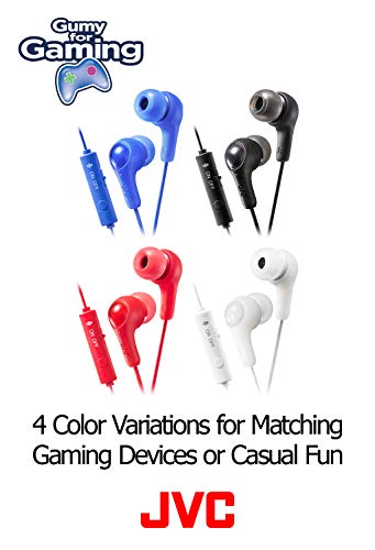 JVC Gumy Gamer, in Ear Earbud Headphones with Mic, Remote, and Mute Switch for Gaming and Chatting, Powerful Sound, Comfortable and Secure Fit, Silicone Ear Pieces S/M/L - HAFX7GA (Blue),Medium - color: Blue