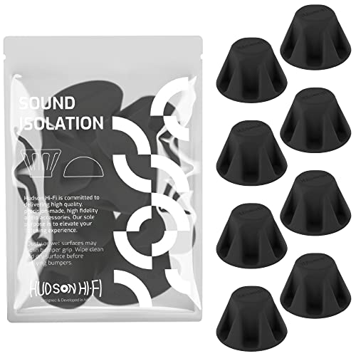 Speaker Isolation Feet – 8-Pack 1.5" Bigfoot Rubber Pads by Hudson Hi-Fi – Non-Adhesive, Anti-Vibration Feet for Turntables, Subwoofers, Amplifiers – 50 Duro, Non-Skid Audio Bumpers