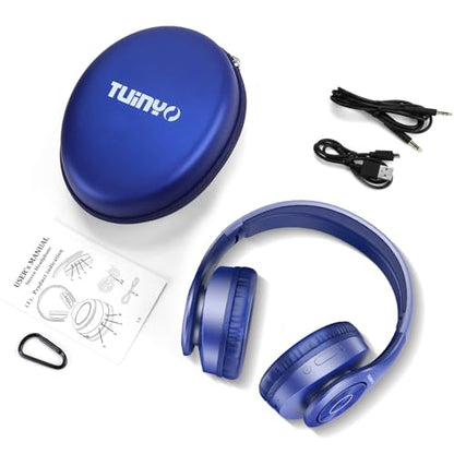 TUINYO Bluetooth Headphones Wireless Over Ear, Dark Blue - color: Dark blue