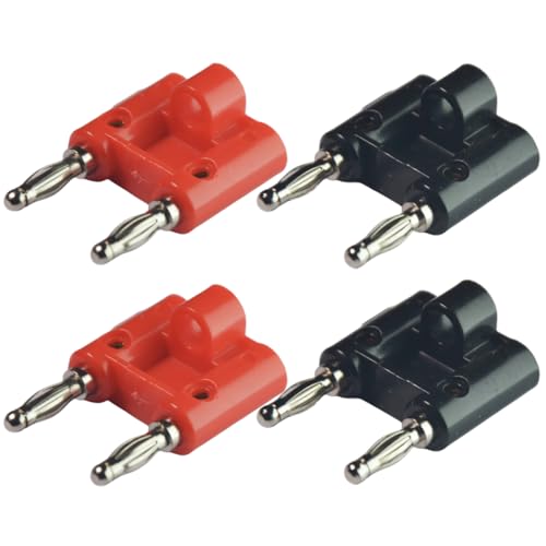 CESS Dual Way 4mm Banana Male Speaker Plug, Red Black, 4 Pack | Distinct positive and negative markings make connections easy to identify.