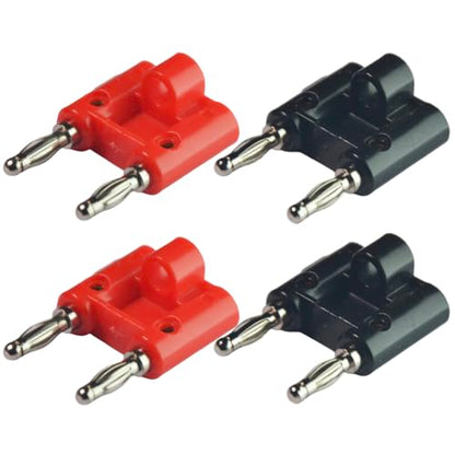CESS Dual Way 4mm Banana Male Speaker Plug, Red Black, 4 Pack | Distinct positive and negative markings make connections easy to identify.