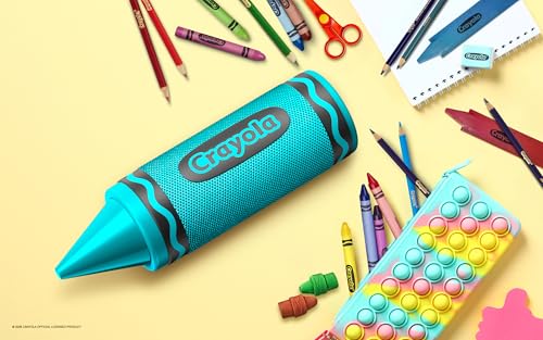 Crayola Kids Crayon Speakers Bluetooth, Portable Bluetooth Speakers | 20W Peak Power HD Sound, Mini Bluetooth Speaker Wireless with TWS Pairing BT 5.3, FM Radio Home/Party/Outdoor/Travel - color: Teal