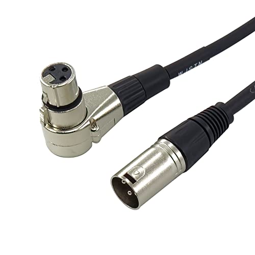 WJSTN Right-Angle Female to Straight Male XLR Cable 2FT, XLR Microphone Audio Extension Cord for Camera, Mixer, Audio Interface - size: 2FT