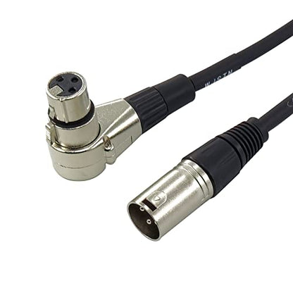 WJSTN Right-Angle Female to Straight Male XLR Cable 2FT, XLR Microphone Audio Extension Cord for Camera, Mixer, Audio Interface - size: 2FT